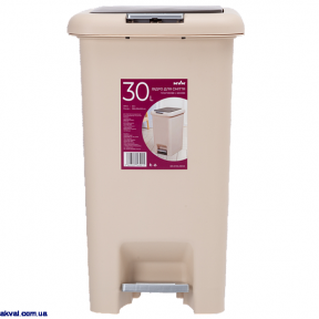 Відро для сміття MVM з кришкою і педаллю BIN-01 30 л Бежеве (BIN-01 30L BEIGE)