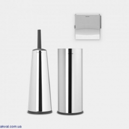 Набір аксесуарів для туалетної кімнати Brabantia ReNew, 3 предмети, сталевий полірований (280689)