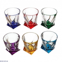 Набір склянок Bohemia Quadro 340 мл для віскі кольорові 6 шт (99999 / 72R93 / 932)