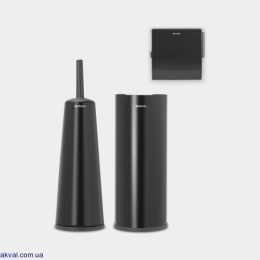 Набор аксессуаров для туалетной комнаты Brabantia ReNew, 3 предмета, Черный матовый (280603)