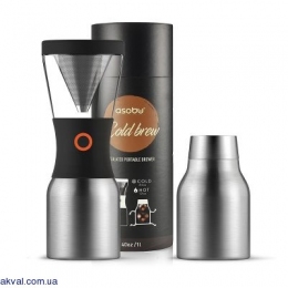Набор для заваривания кофе Asobu Cold Brew 1 л с термосом Серебристый (KB900 SILVER/BLACK)
